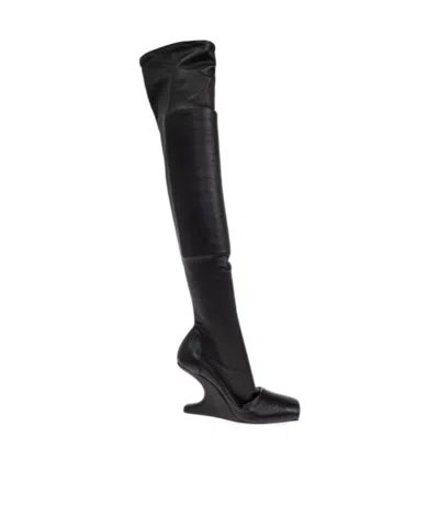 Rick Owens Cantilever Square Toe Above-knee Boots