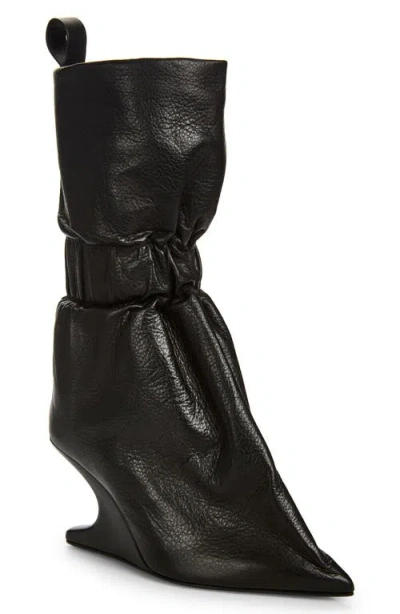 Rick Owens Cantitaquito Pointed Toe Wedge Boot In Black