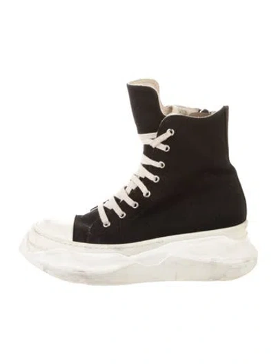 Pre-owned Rick Owens Canvas Colorblock Pattern Sneakers In Black