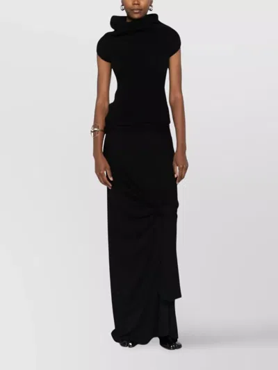 Rick Owens Cap Sleeve Knitwear Cowl Neck Design In Black