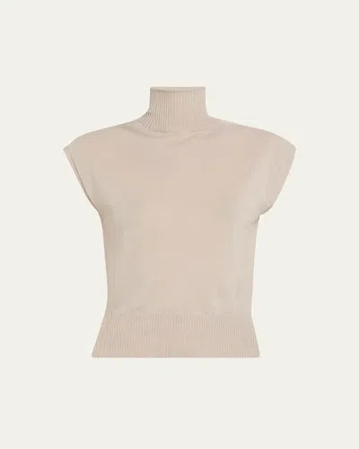 Rick Owens Cap-sleeve Turtleneck Sweater In Neutral