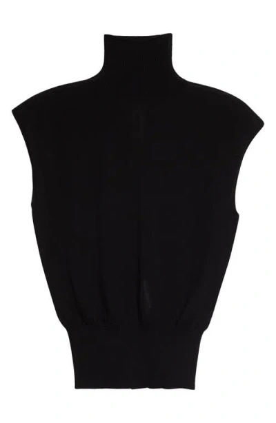 Rick Owens Cap Sleeve Wool Turtleneck Sweater In Black