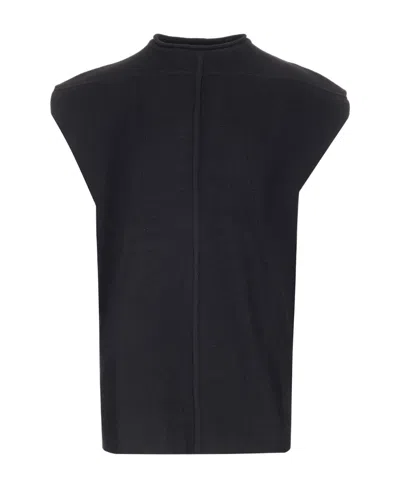 Rick Owens Cap-sleeves Knitted Top In Black