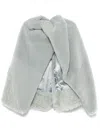 Rick Owens Short Masto Cape With Faux Fur Texture In Blue