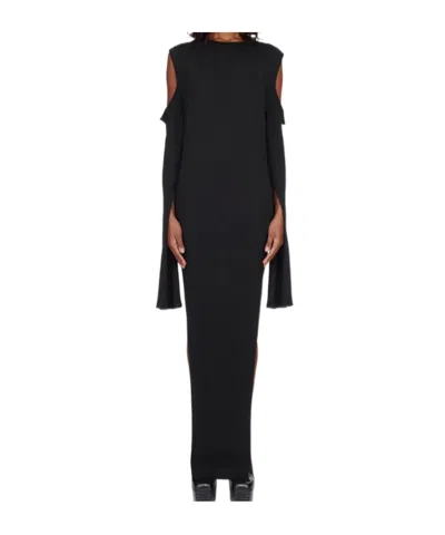 Rick Owens Cape-sleeve Cut-out Dress In Black