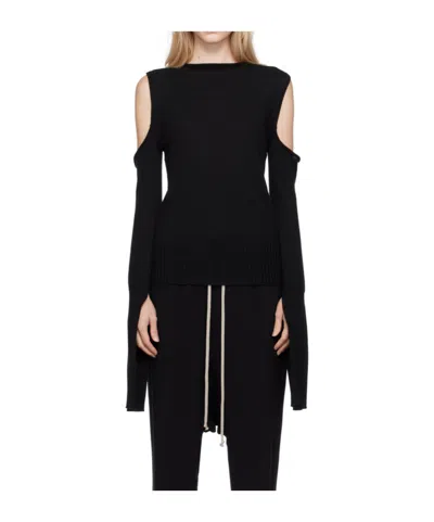 Rick Owens Cape Sleeve Hollow-out T-shirt In Black