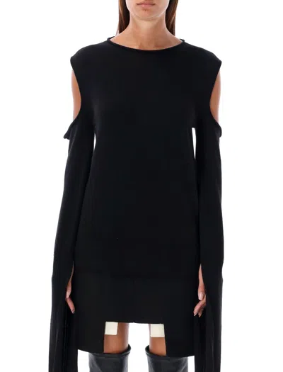 Rick Owens Cold Shoulder Neckline Sweater In 09 Black