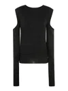 Rick Owens Long Sleeve Wool Knit Top W/cutouts In Black
