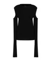 Rick Owens Long Sleeve Wool Knit Top W/cutouts In Black