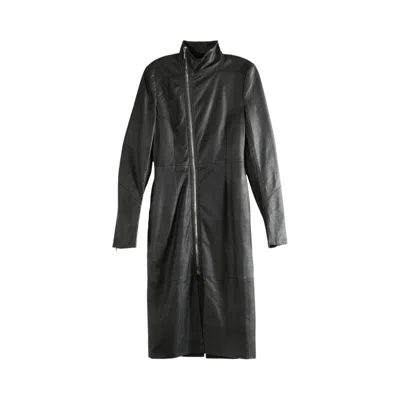 Pre-owned Rick Owens Cappotto In Pelle Gary Coat 'black' | Women's Size 40
