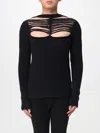 Rick Owens Black Concordians Ls Grid Knit Sweater In Black