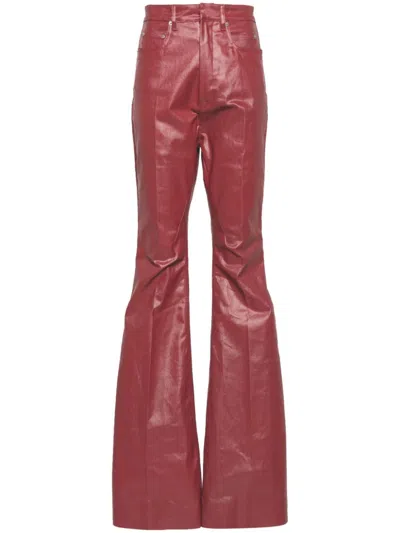 Rick Owens Cardinal Red Bootcut Trousers For Women