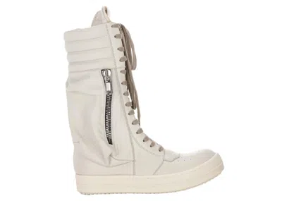 Pre-owned Rick Owens Cargo Basket Leather Boots (women's) Sneakers In Oyster/milk In Gray