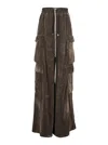 Rick Owens Cargo Belas Brown Cargo Pants With Drawstring Waist And Cargo Pockets In Velvet Woman In Brown