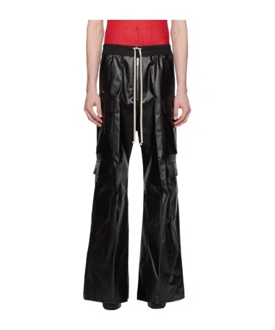 Rick Owens Black Cargobelas Denim Cargo Pants In 09 Black