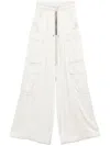 Rick Owens Cargobelas White Pants With Patched Cargo Pockets In Acetate And Viscose Blend Woman In Beige