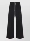 Rick Owens Heizer Belas Wide-leg Cotton-blend Poplin Drawstring Cargo Trousers In Black