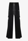 Rick Owens Wide-leg Trousers With High Waist And Utility Pockets In Black