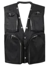 Rick Owens Sleek Leather Cargo Vest Size 48 In Black