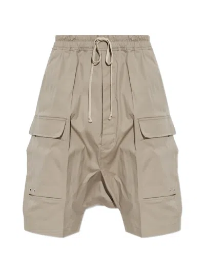 Rick Owens Cargo Drop-crotch Shorts In Neutral