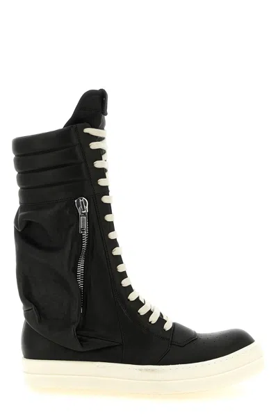 Rick Owens Temple Cargo Geobasket Sneakers In Black