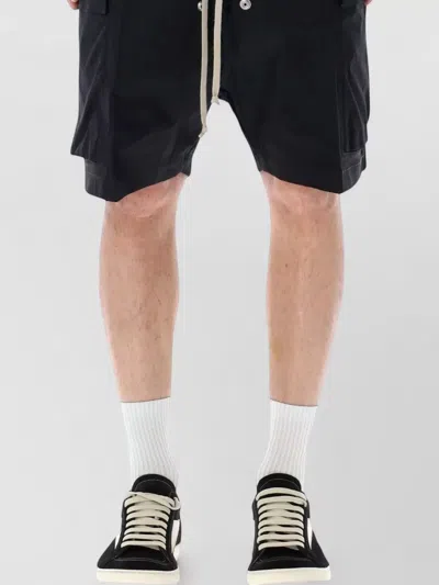 Rick Owens Cargo Knee Length Low Crotch Shorts In Green