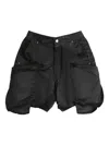 Rick Owens Cargo Pocket Satin Shorts In Black