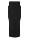 Rick Owens Firbanks Virgin Wool Twill Cargo Skirt In Black
