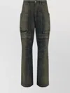 Rick Owens Cargo Pockets Trousers With Belt Loops In Green