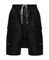 Rick Owens Drawstring Knee Length Shorts With Button Detailing In Black