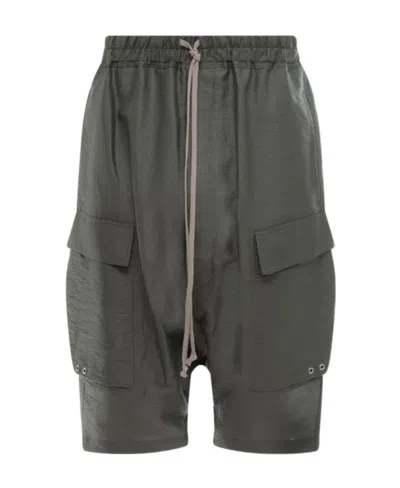 Rick Owens Cargo Pods Drop-crotch Shorts In Black