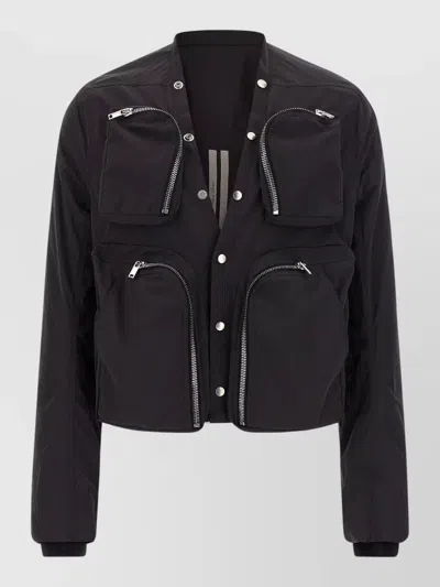 Rick Owens Cargo Style Jacket Multiple Pocket Design In Black