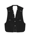 Rick Owens Sleek Leather Cargo Vest Size 48 In Black