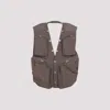 Rick Owens Cargo Vest With Open Back And High Collar In Dust