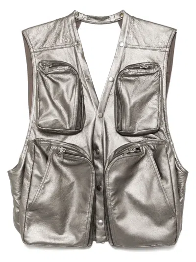 Rick Owens Cargo Vest Jacket In Grey