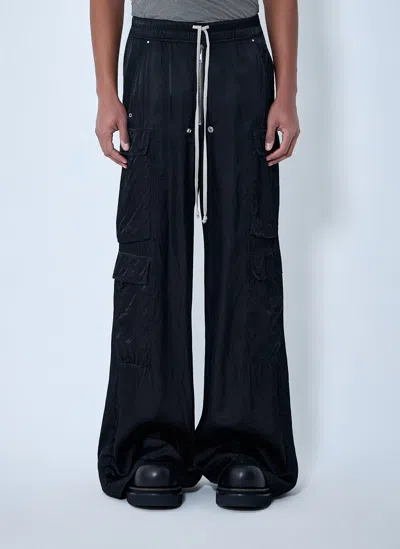 Rick Owens Drawstring Cargo Trousers In Black