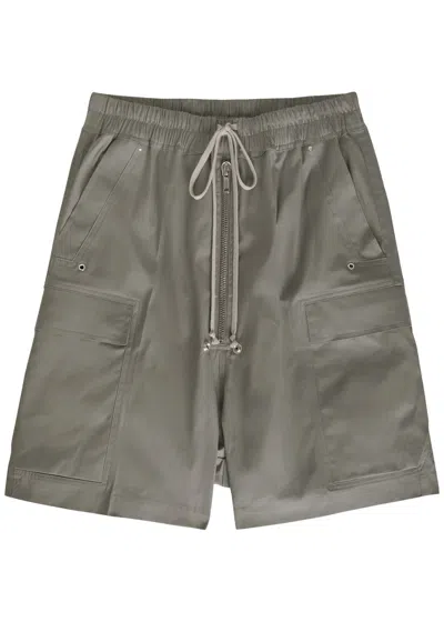 Rick Owens Cargobela Stretch-cotton Poplin Shorts In Gray