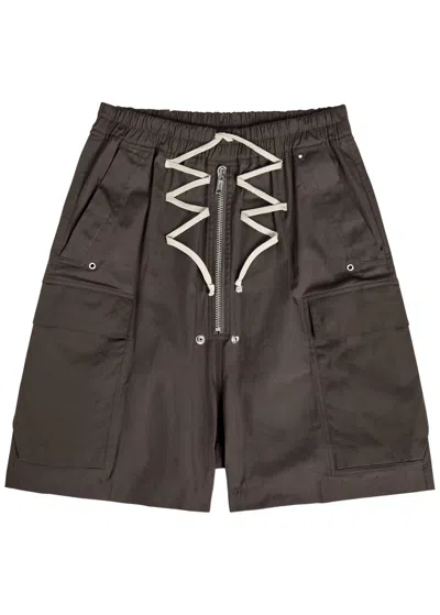 Rick Owens Cargobela Stretch-cotton Shorts In Gray
