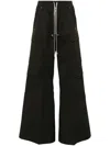 Rick Owens Mens Cargobelas Flared Wide-leg Relaxed-fit Woven Trousers Black In Green