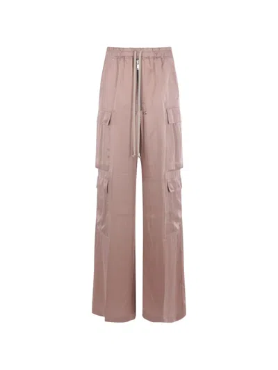 Rick Owens Cargobelas Drawstring-waist Wide-leg Cargo Pants In Pink