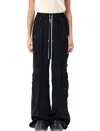 Rick Owens Cargo Pocket Elastic Waistband Trousers Zip Detail In Black