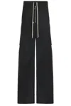Rick Owens Mens Cargobelas Flared Wide-leg Relaxed-fit Woven Trousers Black In Black