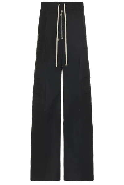 Rick Owens Mens Cargobelas Flared Wide-leg Relaxed-fit Woven Trousers Black