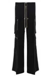 Rick Owens Wide-leg Trousers With High Waist And Utility Pockets In Black