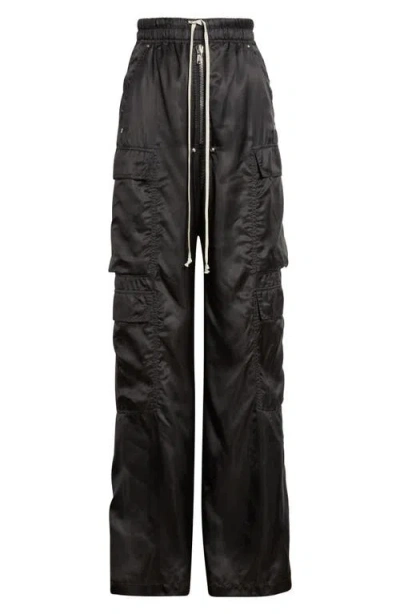 Rick Owens Cargobelas Satin Cargo Pants In Black