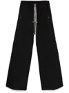 Rick Owens Mens Black Cargobelas Multi-pockets Wide-leg Relaxed-fit Stretch-cotton Trousers In Black