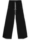 Rick Owens Mens Cargobelas Flared Wide-leg Relaxed-fit Woven Trousers Black In Black