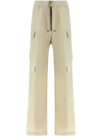Rick Owens Trousers Featuring Cargo Pockets And Elastic Waistband In White
