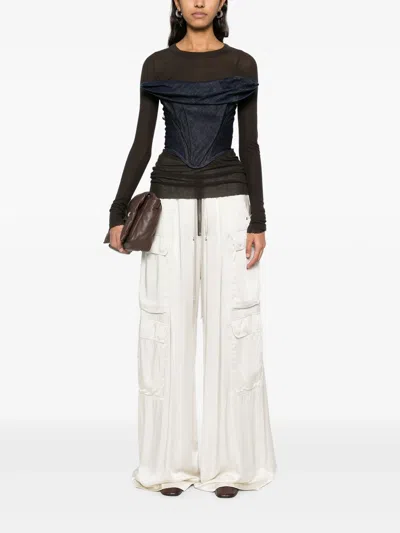 Rick Owens Cargobelas Washed Charmeuse In White