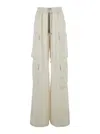 Rick Owens Cargobelas White Pants With Patched Cargo Pockets In Acetate And Viscose Blend Woman In White